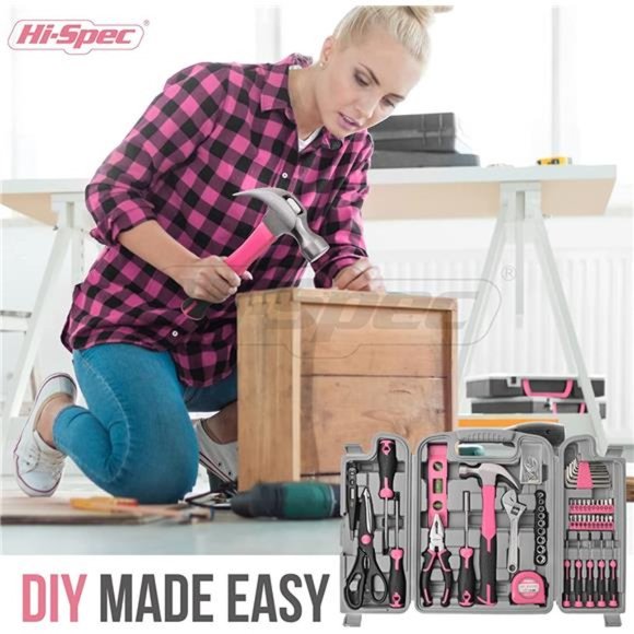 54pc Pink Home DIY Tool Kit Set for Women, Office & Garage. Complete Ladies Tool - Picture 3 of 6